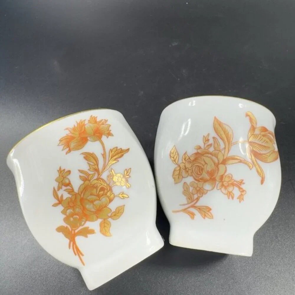 Limoges France Fontainille Marraud Floral Gold Red Porcelain Cup Mug Vintage Set